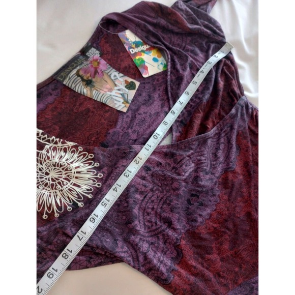 NWTDesigual women's size L Ruched Fitted Faux Wrap Dress Why? Tattoo Artsy - Picture 6 of 11